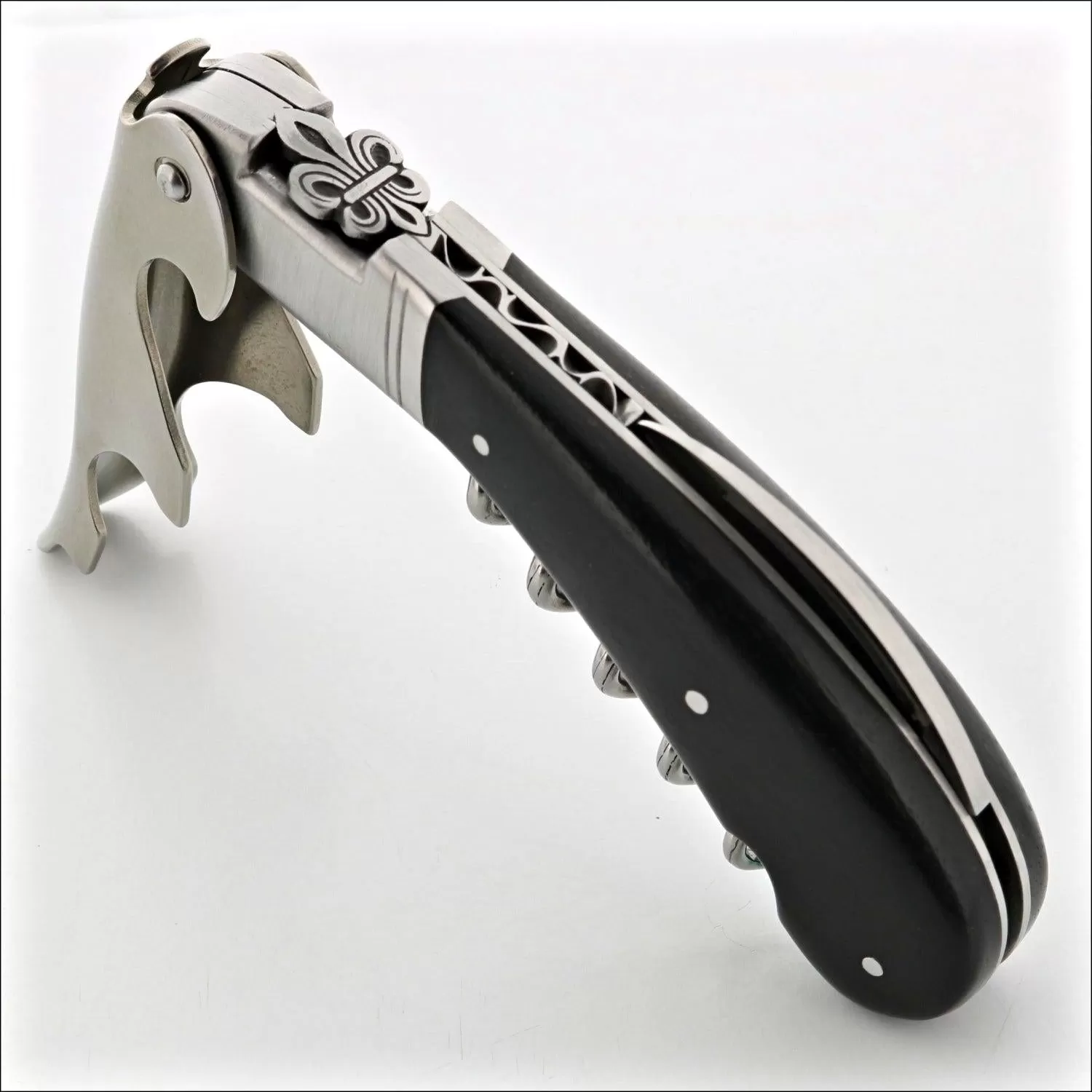 Laguiole Magnum Corkscrew Deco Fleur de Lys - Ebony