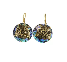 Lovebirds Alchemia Gold & Paua Disc Earrings - 1 inch