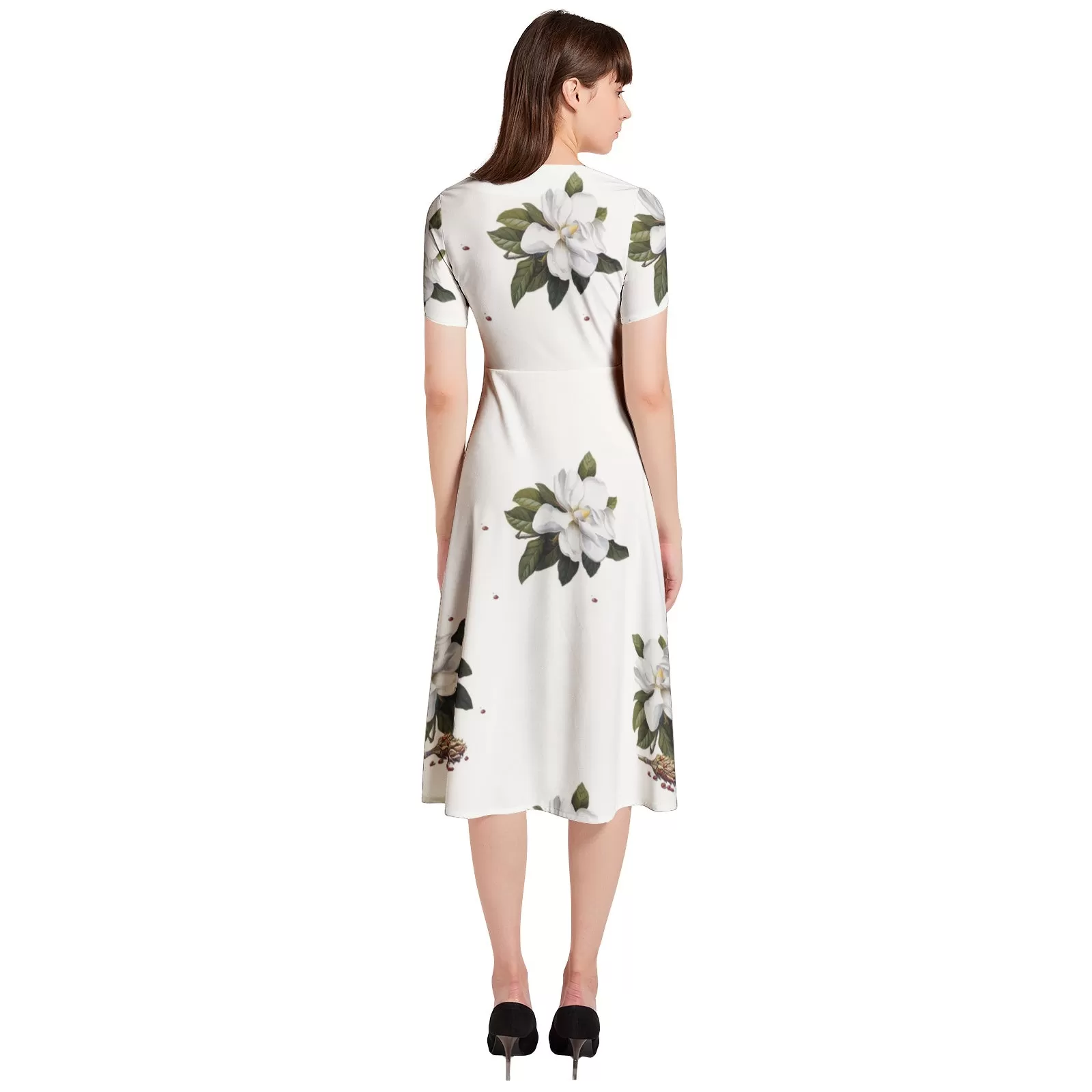 Magnolia Moment Puff Sleeve Button Through Dress