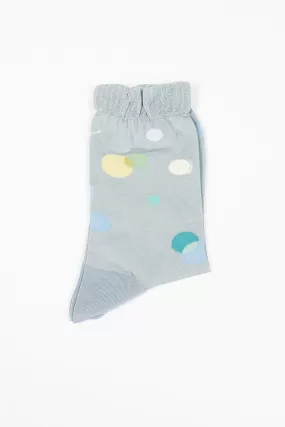 Metallic Thread Polka Ankle Sock Blue