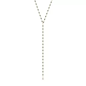 Mini Gigi Y Party Black necklace, Yellow Gold, 19.7"