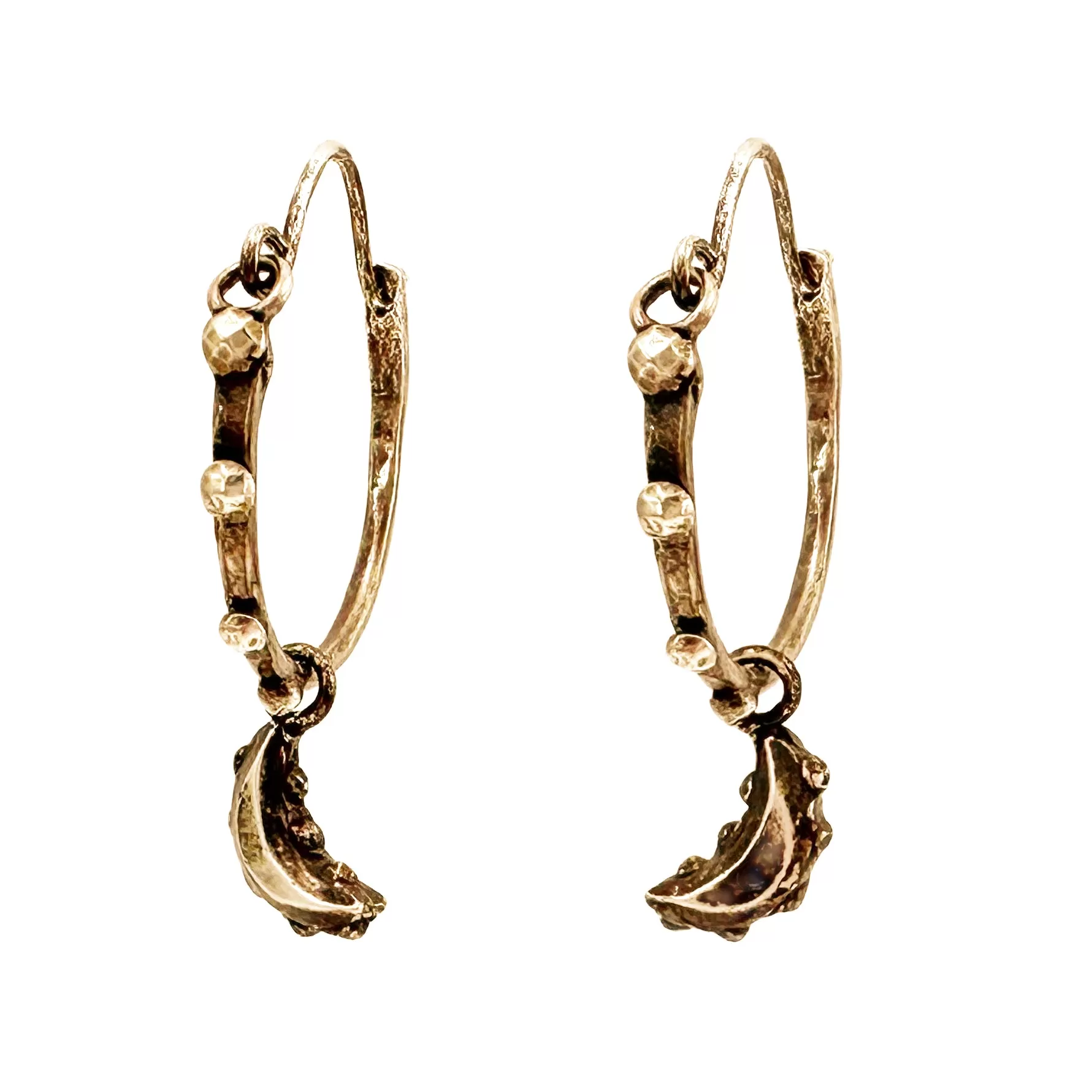 MOON RIVETED Midi Hoops - Bronze