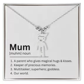 Mum Definition, Magical Hugs And Kisses Custom Engraved Kid Charm Necklace