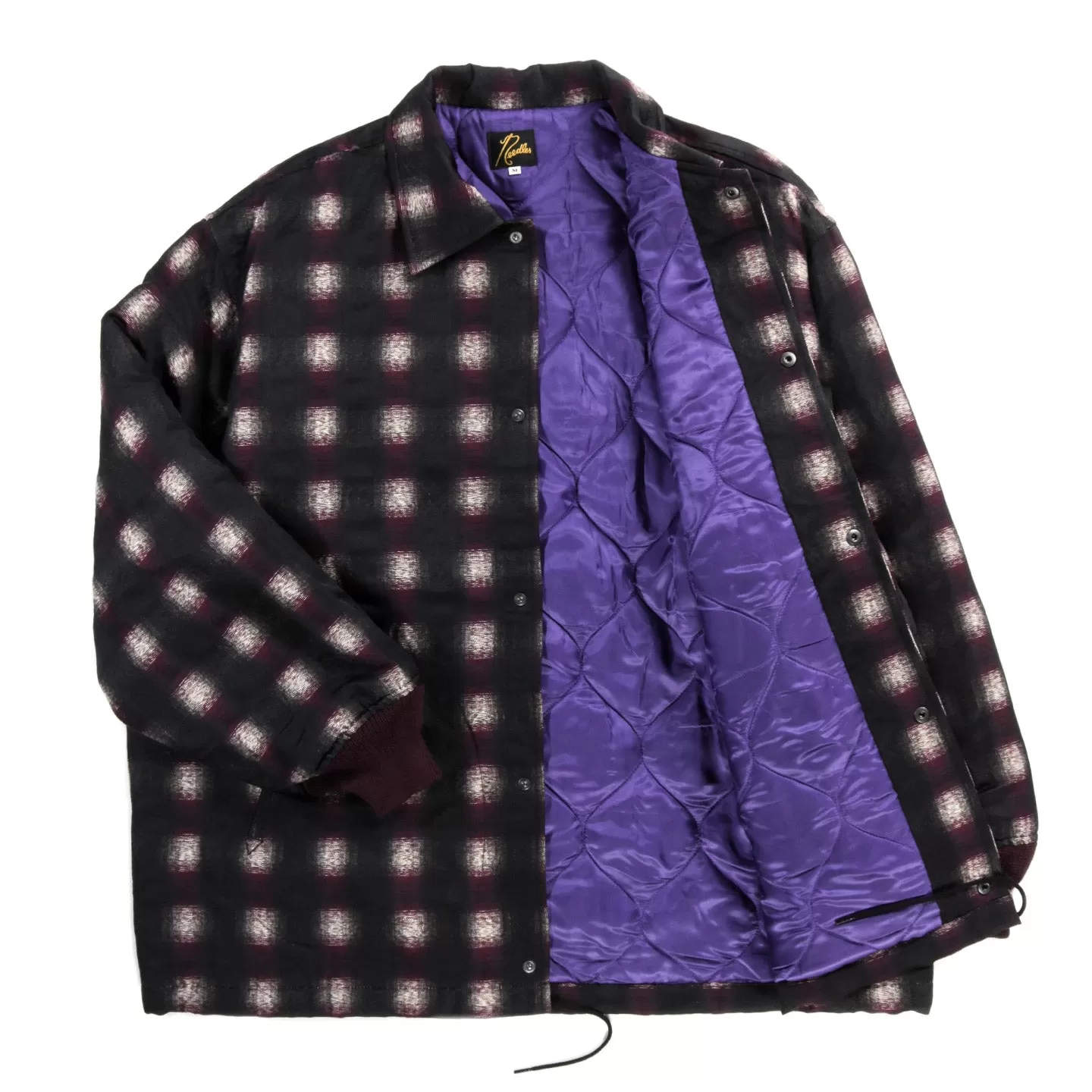 NEEDLES COACH JACKET OMBRE PLAID JACQUARD BORDEAUX