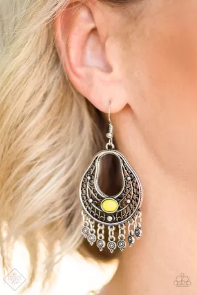 Paparazzi Accessories  - Shoreside Social #L16 Peg - Yellow Earrings