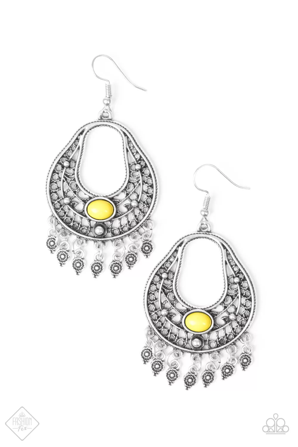 Paparazzi Accessories  - Shoreside Social #L16 Peg - Yellow Earrings