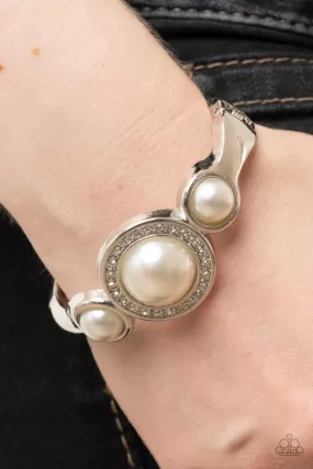 Paparazzi Debutante Daydream - White Pearl Hinged Bracelet