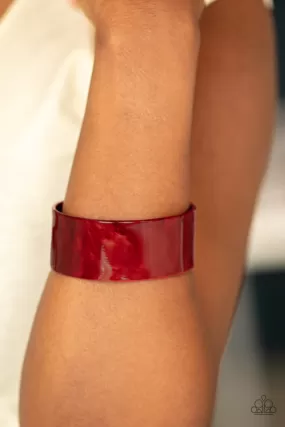 Paparazzi Glaze Over - Red Acrylic Cuff Bracelet