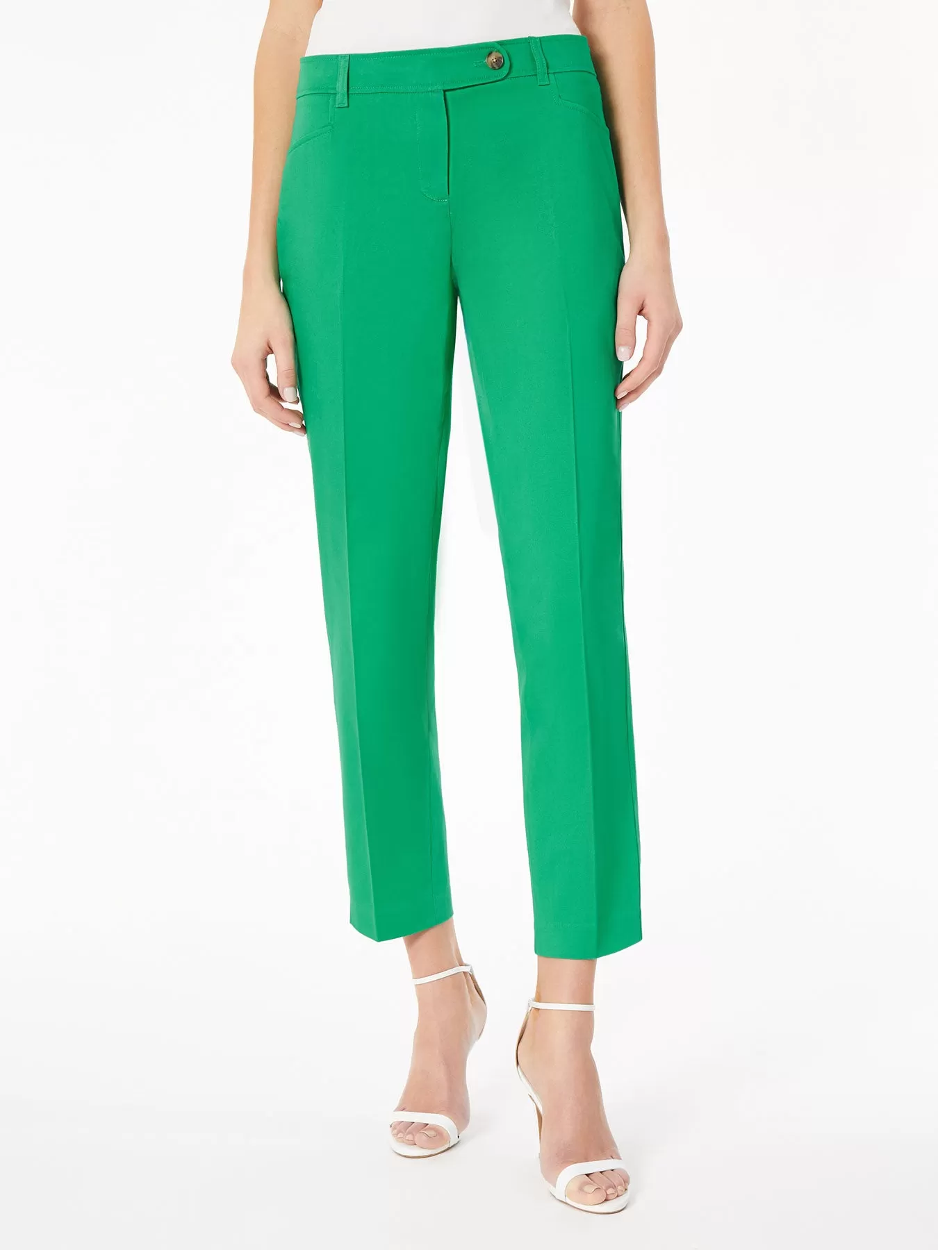 Plus Size Solid Fly-Front Slim Leg Pants