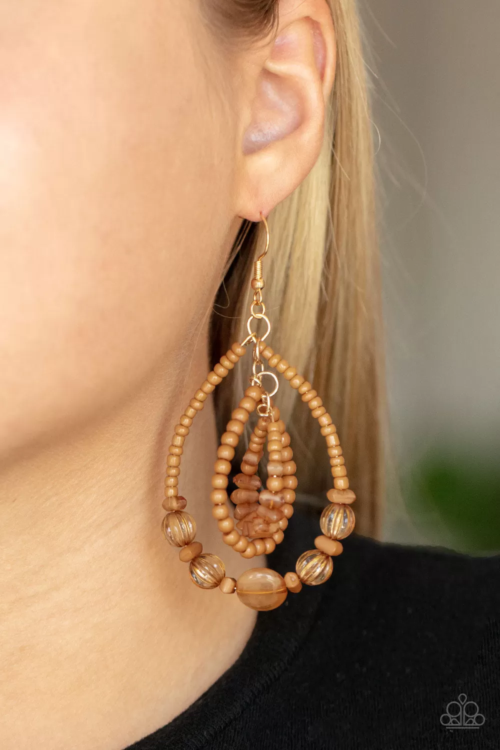 Prana Party - Brown Paparazzi Earrings