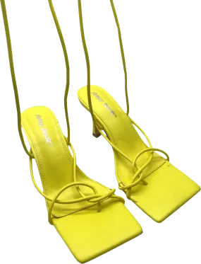 Public Desire Yellow Square Toe Lace Up Heels UK 5 EU 38 👠