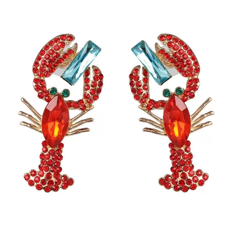 Red Crystal Crab Party Earring