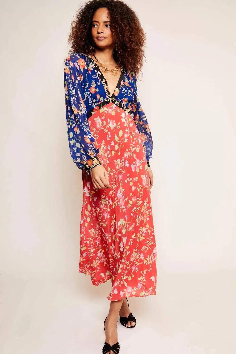 Rixo Ayla Dress Waterblossom Multi Maxi