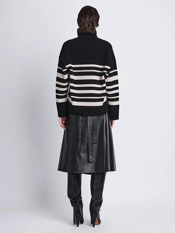 Sandra Turtleneck In Black Striped Cashmere