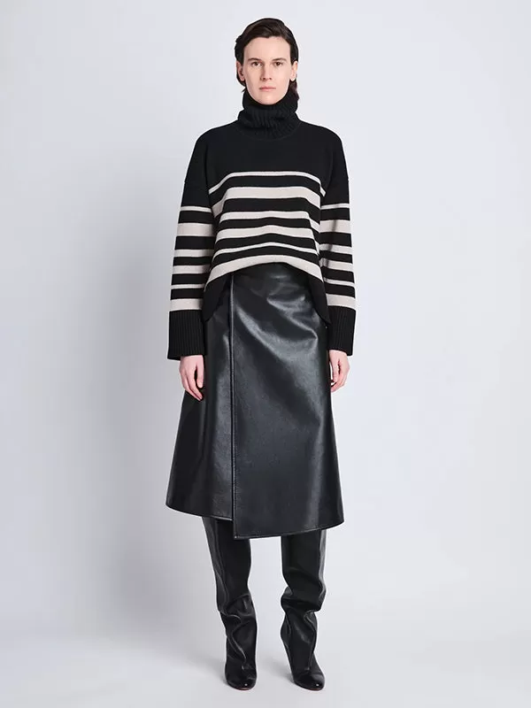 Sandra Turtleneck In Black Striped Cashmere