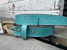 Toprail Equine Belt Girls Turquoise Floral Stamped