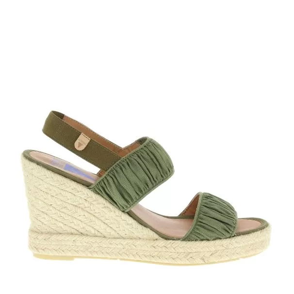 Verbenas Sade Plisado Khaki Wedge Sandal