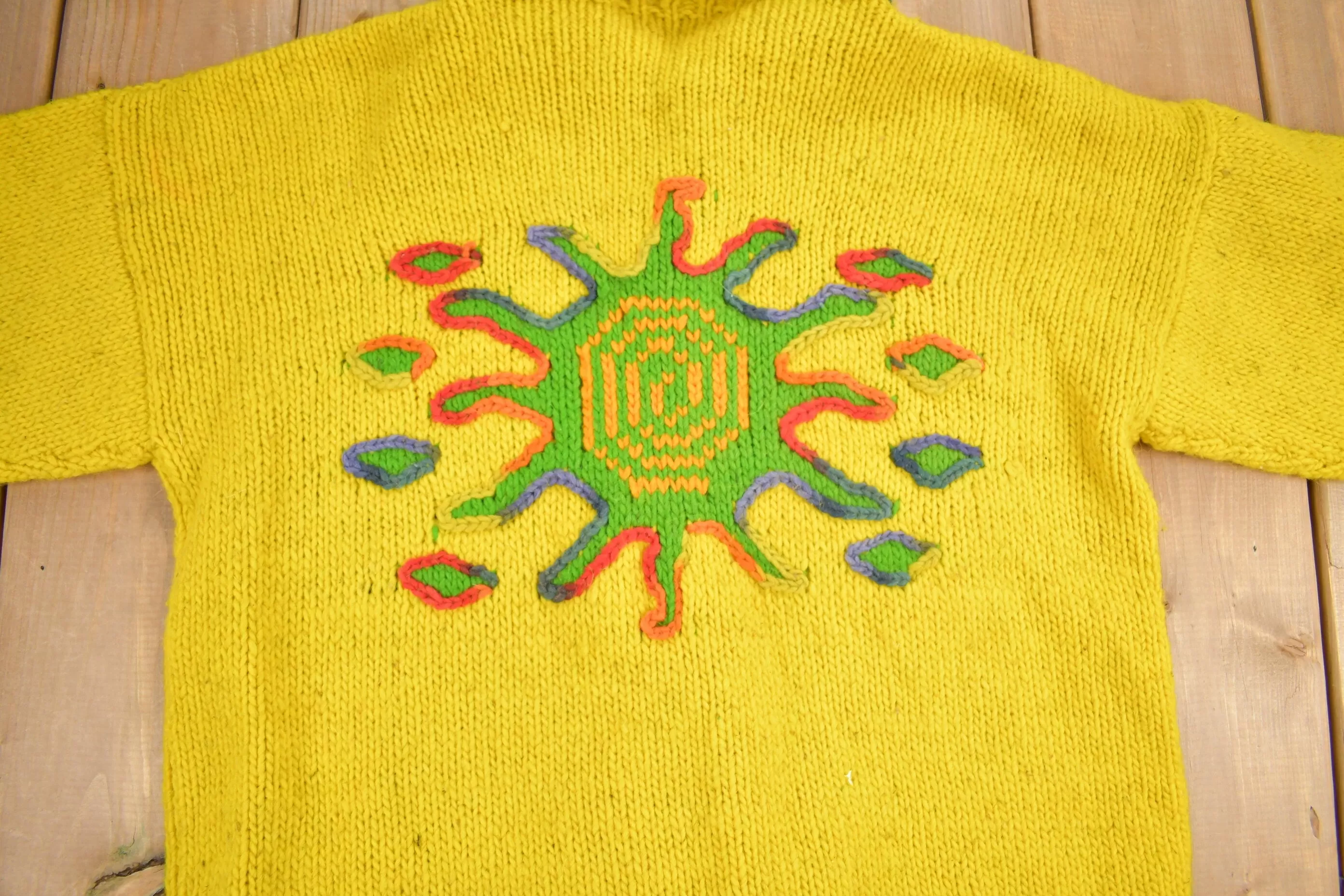 Vintage 1960s Psychedelic Style Wool Knit Sweater / Hippy Sweater / True Vintage / Colourful / Vintage Knit / Trippy