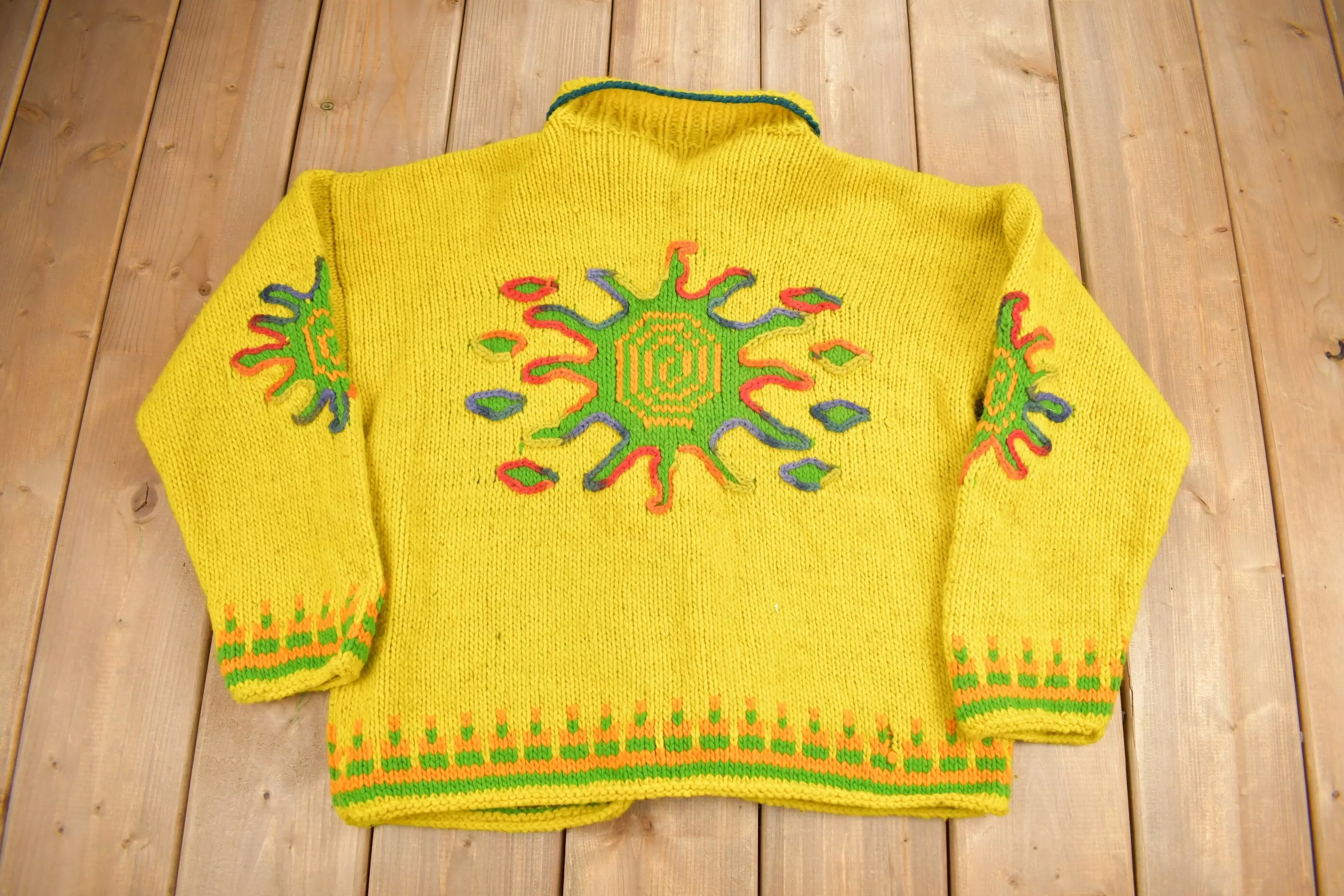 Vintage 1960s Psychedelic Style Wool Knit Sweater / Hippy Sweater / True Vintage / Colourful / Vintage Knit / Trippy