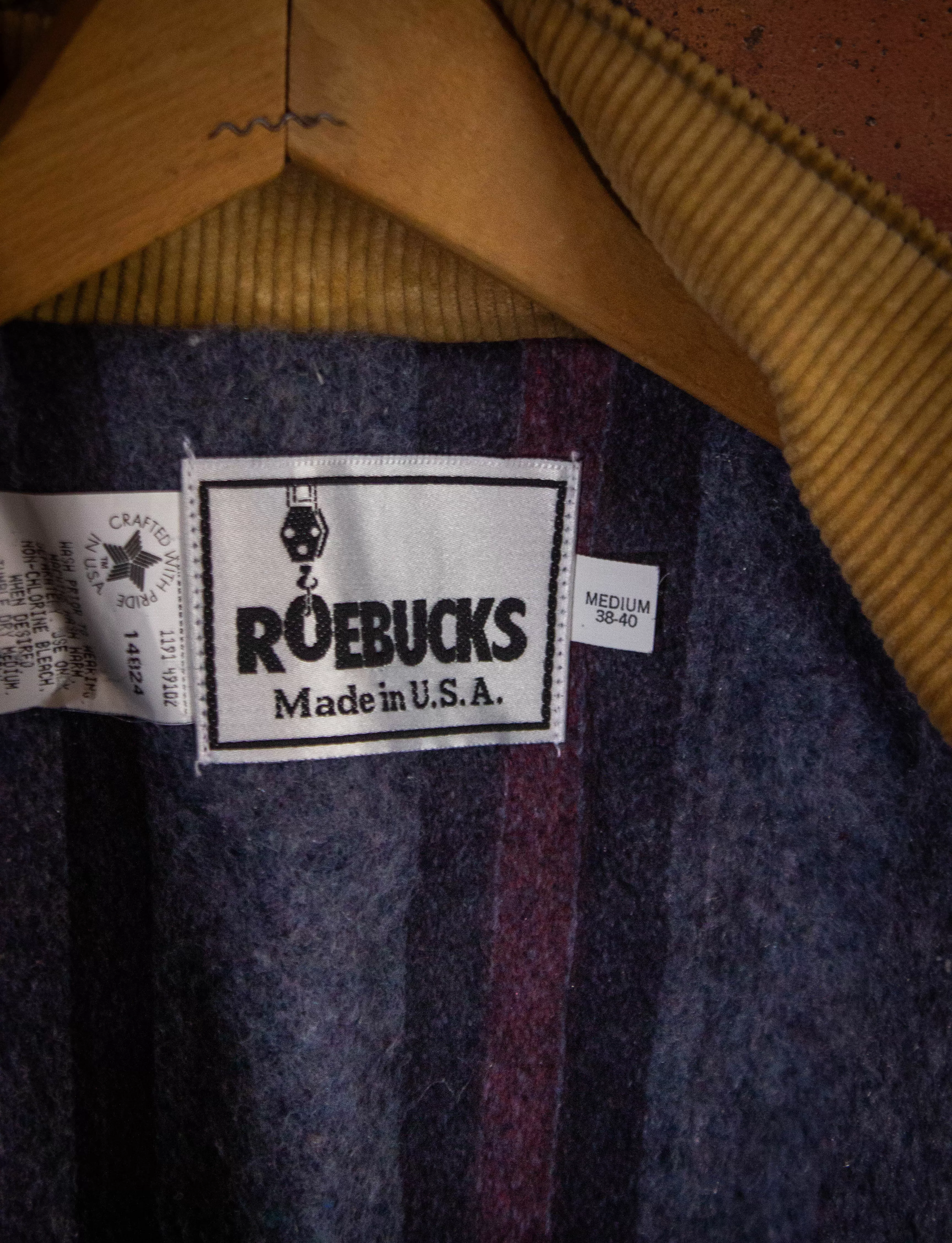 Vintage Roebucks Lined Chore Jacket 90s Dark Wash Medium