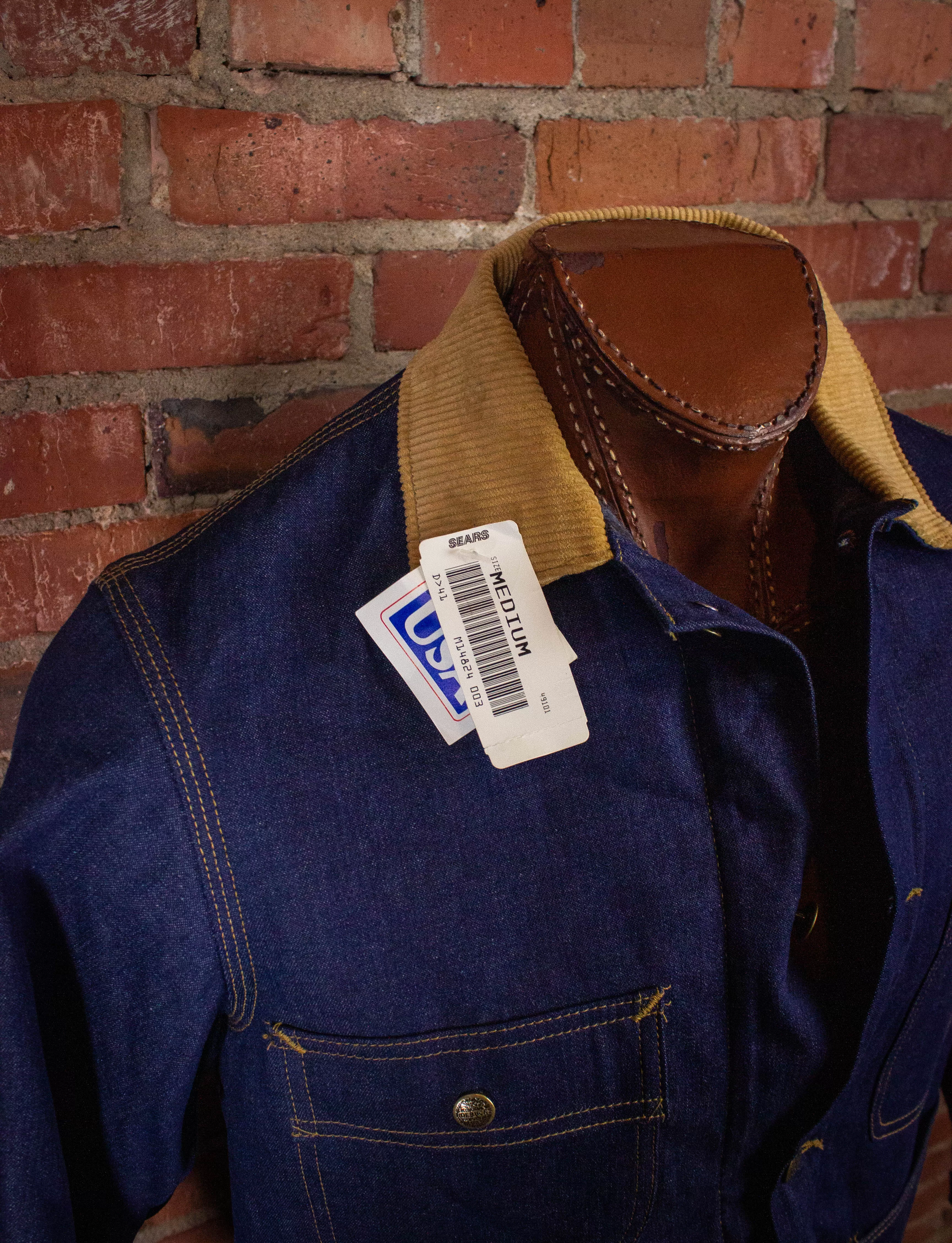 Vintage Roebucks Lined Chore Jacket 90s Dark Wash Medium