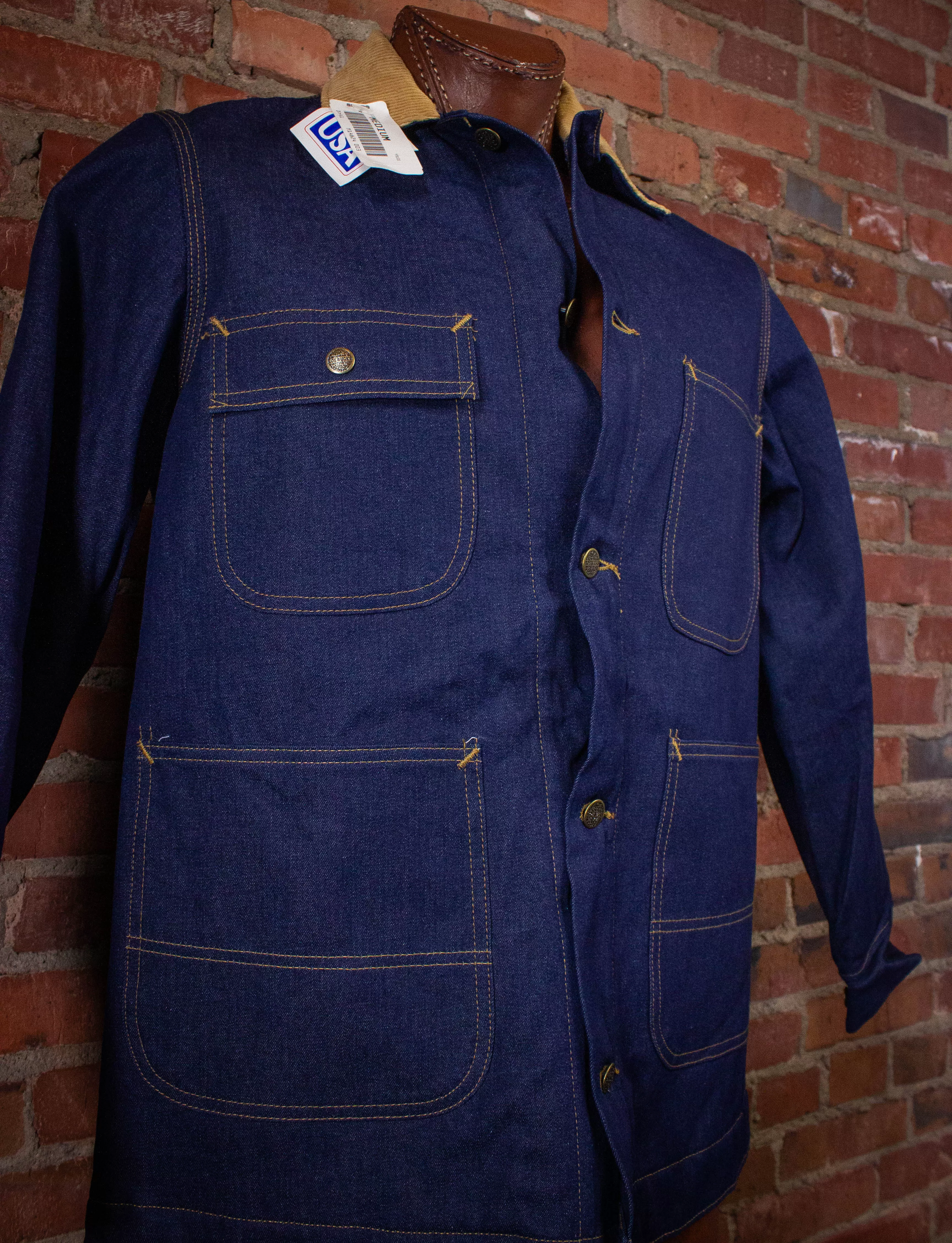 Vintage Roebucks Lined Chore Jacket 90s Dark Wash Medium