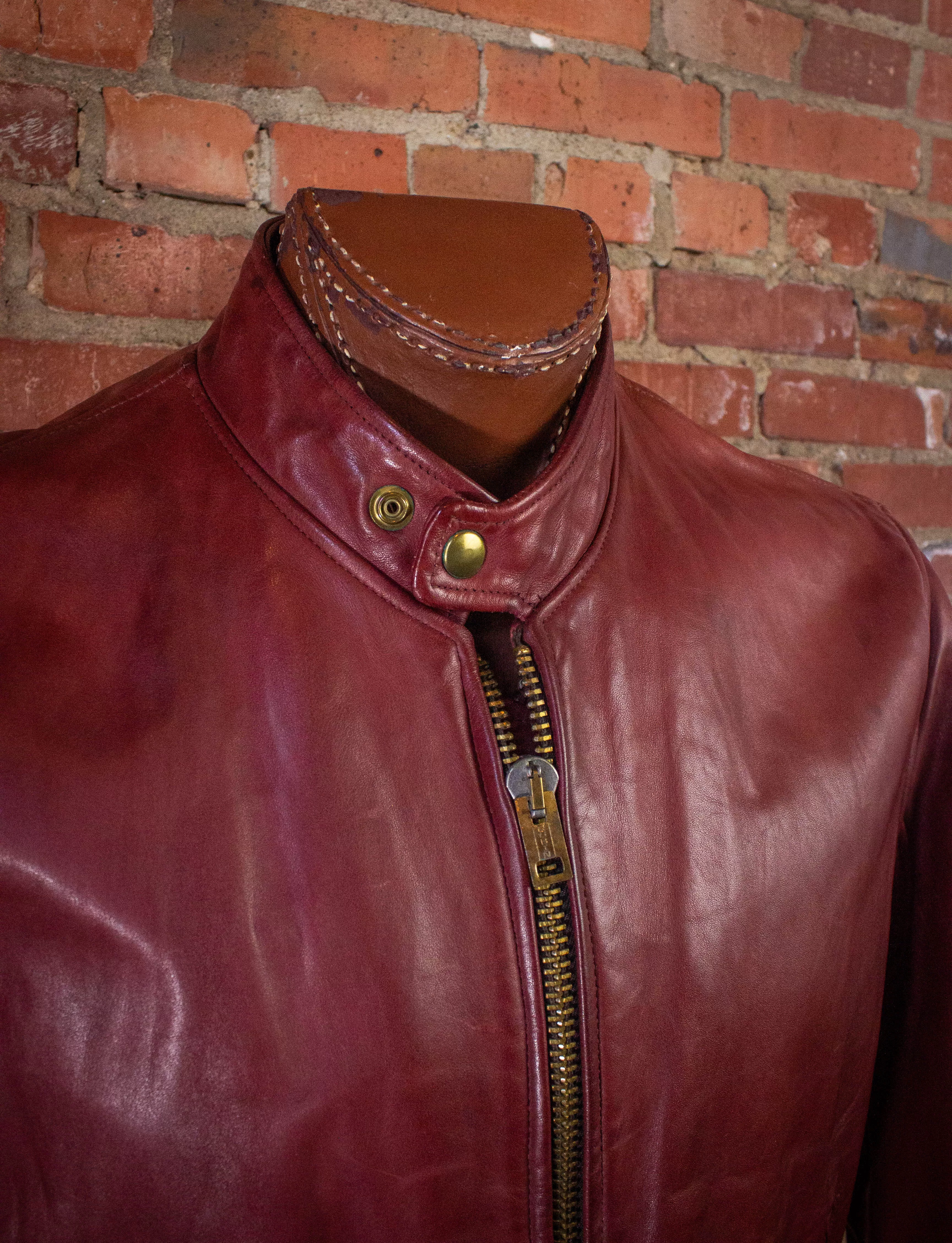 Vintage Rusty Red Cafe Racer Leather Jacket Large