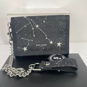 Yves SaintLaurent Black Stars Wallet With Chain and Box