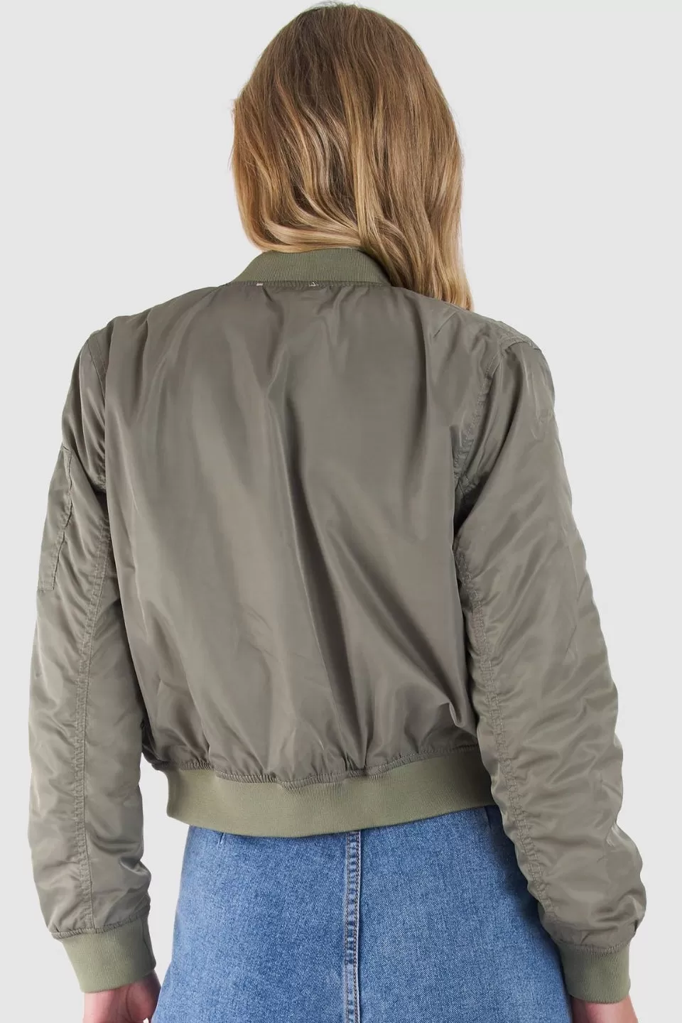 Zoe Khaki Puff Bomber Jacket